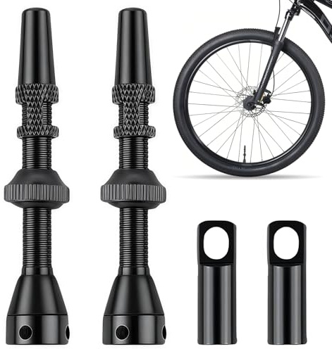 Válvula para Tubeless 2Piezas, Wefaly 44 mm Valvulas MTB Tubeless Sin Fugas Tubeless Válvula de Aire Vástago con Herramienta de Extracción de Núcleo de Válvula para Bicicletas (Negro)