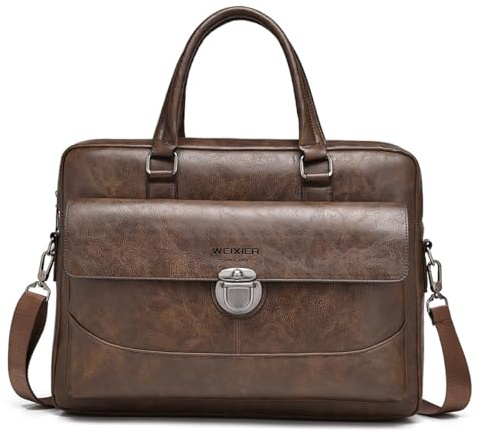 YY GEWETAO Herren Messenger Bag Leder 15,6 Zoll Laptop Aktentasche Große Laptoptasche Satchel Crossbody Bag (Coffee02#)