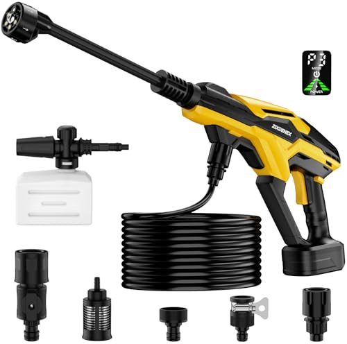 800 PSI Cordless Pressure Washer for Dewalt 20V Battery, Portable Handheld Power Washer with Brushless Motor, 6-in-1 Nozzle, 3 Level Adjustable for Car Yard Fence Wall Cleaning (Battery Not Included)
