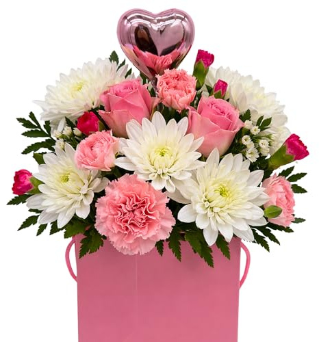 Homeland Florists Fresh Flowers - Luxury Pink Gift Bag Arrangement of Roses, Carnations - Handwritten Card - The Perfect Floral Gift