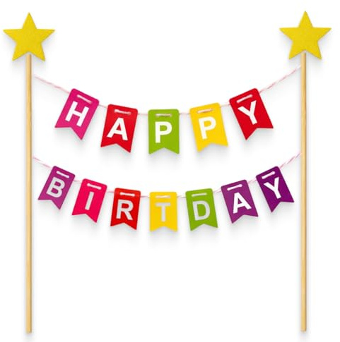 1 Stück Alles Gute Zum Geburtstag Kuchen Toppers Bunting Set, bunte Girlanden-Dekoration für Kuchen und Cupcakes, Partydeko für Kindergeburtstag, schnelle Montage, für Tisch- und Dessertbuffet