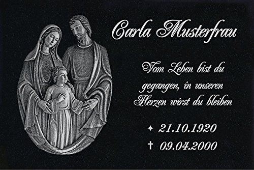 LaserArt24 Granit Grabstein, Grabplatte oder Grabschmuck mit dem Motiv Grabstein-ag19 und Ihrem Text/Daten