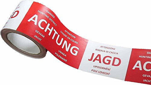 Absperrband ACHTUNG JAGD Warnband -International- Deutsch mit 6 Übersetzungen