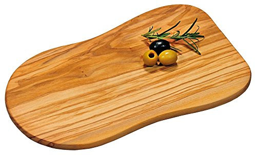 KESPER Lot de 2 Planche à découper en bois d'olivier, 30 x 18 x 1,2 cm, torsades en forme de planche à pédale Grain du Bois, plateau de petit-déjeuner
