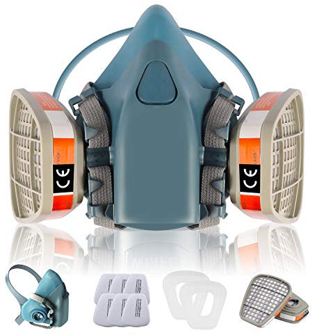 Maschera Antigas Ultra Morbida Zelbuck 108 Maschera Antipolvere con Filtri Maschera Polvere Riutilizzabile Semimaschera Respiratori, Vapori e Particella per Verniciatura a Spruzzo,Levigatura, Polvere