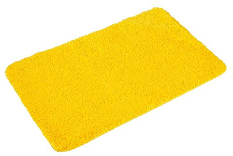 PANA fluffig badrumsmatta i olika Färger och storlekar • Badmatta av mjuka mikrofiber – halkfri och tvättbar • Duschmatta 50 x 80 cm • Färg: Gul