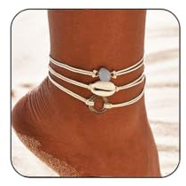 Ushiny Boho Shell Fußkettchen Set Opal Knöchel Armband Twist Fußkettchen Kreis Fußkette Schmuck für Frauen und Mädchen