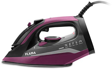 Flama Plancha de Vapor 5343FL, Base Cerámica Ultra Glide, 2400W, Protección Contra el Sobrecalentamiento, Depósito de 370 ml, Limpieza Automática