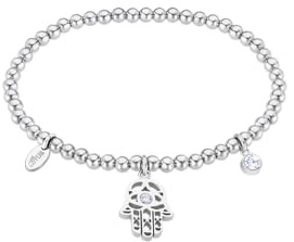 LOTUS STYLE Pulsera Acero Inoxidable Mujer LS2170-2/3 Mano de Fátima - Pulseras de la Suerte y Amuleto de Protección - Acabado Refinado 17 cm - Ideal para Regalo de Cumpleaños y Ocasiones Especiales