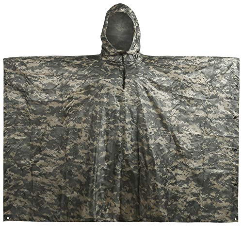 LOOGU Poncho impermeabile leggero con cappuccio, design mimetico, Ripstop multiuso, per uomini e donne, ad asciugatura rapida, riutilizzabile, per campeggio, pesca, caccia, eventi
