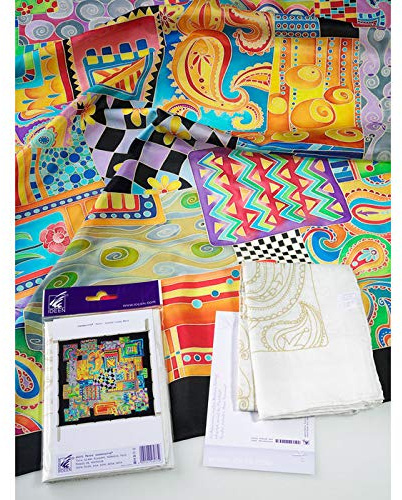NEU Seidenmalerei/Seiden Gutta-Tuch 90x90, Pongé 08, Motiv ´Patch´