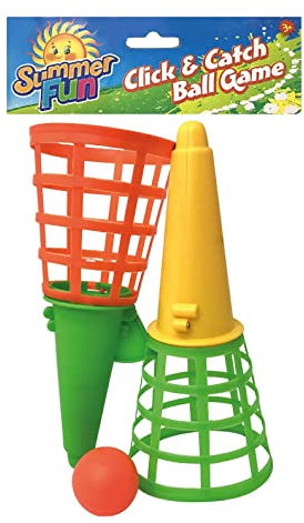 D.A.Y. Republic Click and Catch Ball Game, Ideal Indoor & Outdoor Garden Beach Toy Set, Develops Hand-eye Coordination and Reaction, Includes 2 Launchers and 2 Balls (1 Pack of 2)