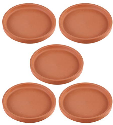 Yardwe Soucoupe de Plante en Terre Cuite de 5 Pouces 5 Pcs Rond Plante Argile Plante Plantes Pottery Pots de Fleurs Soucoupe pour Intérieur Extérieur