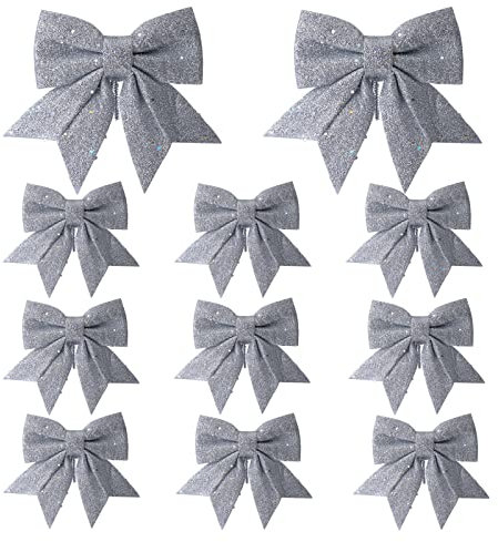 YY-JUNYING 12Pcs Christmas Tree Bows,Red Bows for Christmas,Tree Xmas Decorative Bows Ornaments Bows for Christmas tree Decorations for Home Christmas Party, 5.5 in