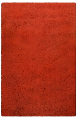 Homie Living Alfombra de lana de pelo largo para salón, dormitorio y habitación de los niños - Rossi (120 x 180 cm, rojo)