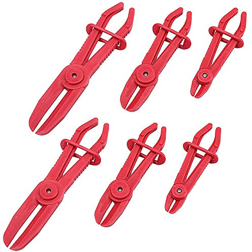 6 Pack Hose Clamp Pliers, Pinch Pliers for Brake Hoses, Hoses, Lines,Coolant Hoses,Radiator Hoses,Red