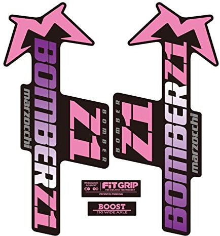 Fahrradgabelaufkleber B.O.M.B.E.R Z1 Gabelaufkleber Mountainbikeaufkleber Fahrradpersönlichkeit Modifizierte wasserdichte Custom (Color : Purple pink)