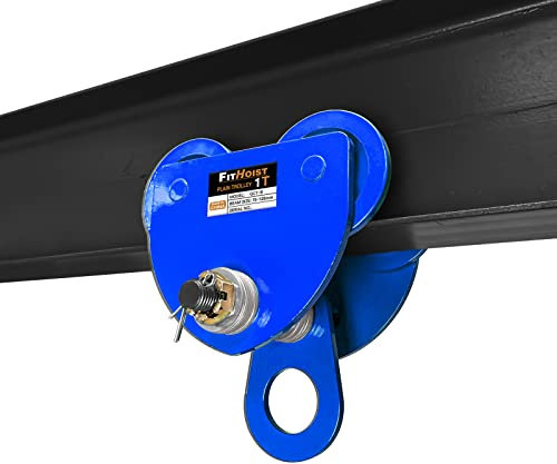 FITHOIST Manually Trolley 1 Ton | 2200LBS Capacity Steel Push Beam Trolley | Adjustable for I-Beam Flange Width 3 to 5 | Plain Trolley Crane with Four Sturdy Wheels