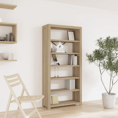XIAOGUANG Bücherregal 6 Fächer, Regal Kinderzimmer, Bookshelf, Bücher Regal, Mehrzweckregal, Bookcase, Leiterregal, Standregal, Allzweckschrank, 80x30x170 cm Massivholz Akazie