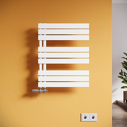 SUNXURY Badheizkörper 762 x 600 mm Handtuchheizkörper Seitenanschluss weiß Handtuchwärmer 394 Watt Heizkörper für bad Badheizkörper mit Chrom Multiblock Thermostat