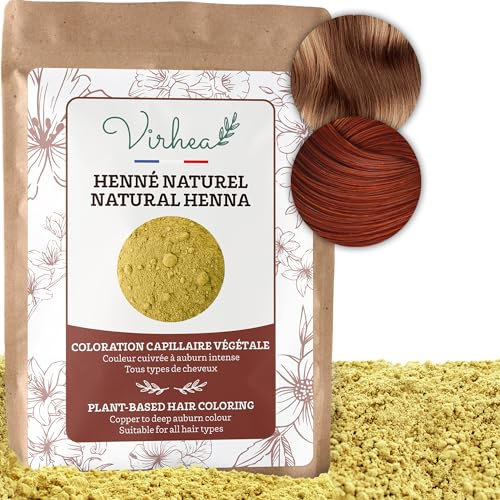 Henné Naturel en Poudre 150G Qualité AAA+ Coloration Naturelle Cheveux - Apporte Soin Brillance et Volume - Coloration Auburn et Cuivré - Henné pour Tatouage Main | Emballage refermable