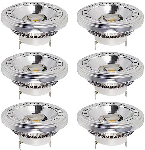TPMAFF AR111 Bombilla G53 Reflector Luz de inundación 15 vatios COB 1400 lúmenes (Equivalente a 120 W ES111) Ángulo de Haz de 60 Grados Foco AC 85 V -265 V no Regulable (Paquete de 6)