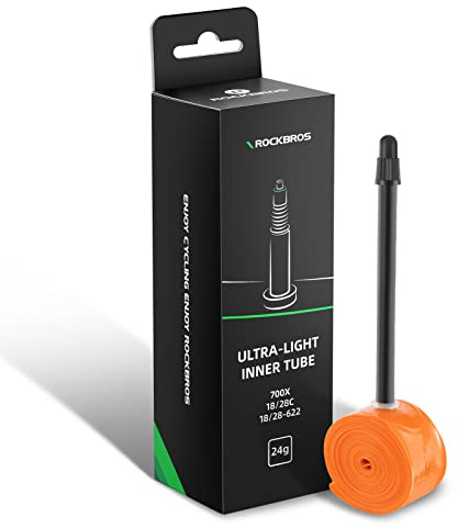 ROCKBROS Fahrradschlauch 700C Presta-Venti 65mm/ 85mm Ultraleicht 24 g TPU kompatibel mit 700 x 18/23/25/28 Reifen