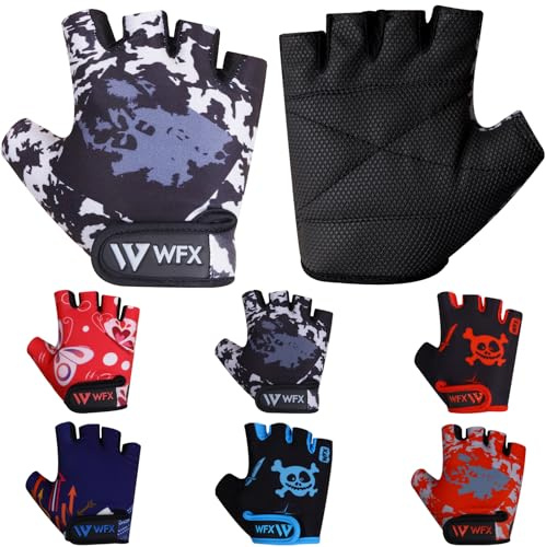 WFX Kids Cycling Gloves - Short Half Finger, Padded, Fastened - Children, Cyclists - Unisex - Cycling Gloves