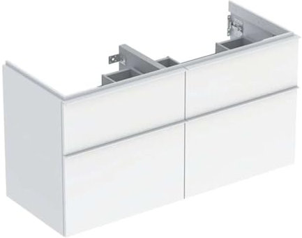 Geberit iCon Unterschrank für Doppelwaschtisch, 4 Schubladen, 118,4x61,5x47,6 cm, 502309, Farbe: Front/Korpus: weiß/lackiert hochglänzend, Griff: weiß/pulverbeschichtet matt
