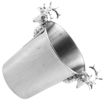 ABOOFAN Eisbehälter 3l Edelstahl Silber Hirschkopf für Oktoberfest Feier | Elegant, 3 Liter Fassungsvermögen, Family und Party Geeignet, Robustes Barzubehör
