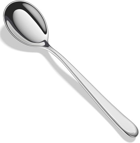 4-Piece Korean Soup Spoons,18/10 Stainless Steel Long Handle Tablespoon,Round Spoons,Heavy Duty and Dishwasher Safe