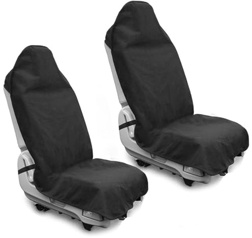 Deckaly - Funda protectora impermeable de asientos de coche, SUV, camioneta, ideal tras el gimnasio, correr, nadar, playa, senderismo, universal, antideslizante, lavable a máquina, 2 unidades, negro