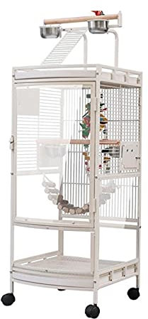 WYRMB Vogelkäfig, praktischer Vogelkäfig, doppelschichtiges Vogelhaus, Outdoor-Kunststoff, großer Vogelkäfig, Kakadu, Kanarienvogel, Papagei, Ara, Käfig mit 4 Rollen, Sittichkäfig