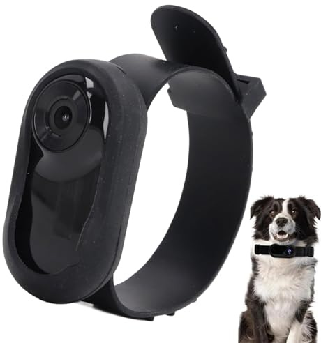 Annadue Haustier Kamerahalsband, Full HD Katzen Hundehalsband Kamera mit Videoaufzeichnung & 90°Weitwinkelobjektiv, kein WLAN Erforderlich Haustier Action Kamera für Hunde, Katzen (Black)