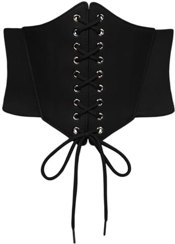SCARLET DARKNESS Damen Ren Faire Korsettgürtel Tierd Waspie Leather Retro Gebunden Trachtengürtel Schwarz XXL