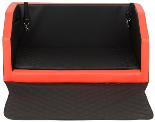 Autohundebett Reisebett Hundebett für Kofferraum Transportsystem 90x55cm (Farbe: schwarz-rot)