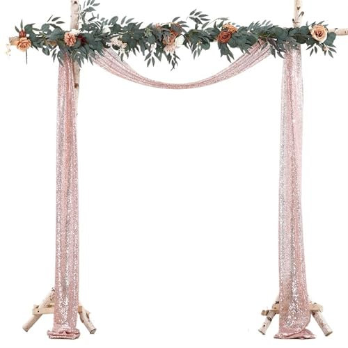MOHUIED Hochzeitsdekoration Gold Pailletten Bogen Drapieren Stoff Sheer Glitter Vorhang Drapieren Hintergrund Party Supplies Home Drapery Decor Hochzeit Bogen Sheer VorhäNge Hintergrund(Color1)