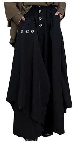 Rrongwn Pantaloni da uomo Gonna irregolare Tradizionale Gonna Kendo Samurai Gonna Orlo irregolare Kilt Stile Giapponese Samurai Hakama Gonna Grandi Taglie Pantaloni Uomo Baggy Casual
