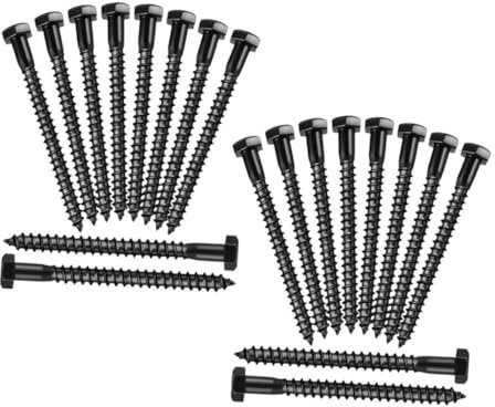 ETHZZLE 20pcs Carbon Steel Hex Head Lag Screws Heavy Duty Lag Bolts for Wood Deck Construction Outdoor Black Gate Post Hardware