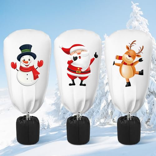 TOKIISHE 3er Winterschutz für Kübelpflanzen Pflanzen, 90x110cm Winter Deko Vlieshaube Frostschutz Pflanzen Winterwarm Winter Jutesack Pflanzenabdeckung für Olivenbaum Palmen Weihnachtsbäume und andere