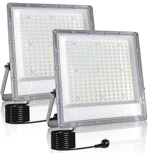 Indmird Foco LED exterior 200 W, 20000 lm, foco LED exterior 6500 K, blanco frío, IP66, resistente al agua, foco de construcción, para jardín, garaje, campo deportivo, patio o pasillo