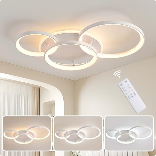 MOUNM Deckenleuchte dimmbar Wohnzimmer, Deckenlampe 45 W 3800 lm, 60 * 40cm
