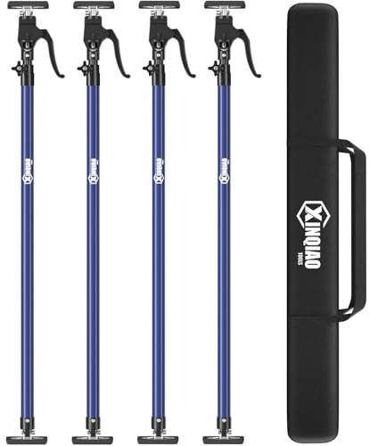 XINQIAO Third Hand Tool Support System, Premium Steel Support Rod with 154 LBS Capacity for Cabinet Jack, Drywall Jack& Cargo Bars, 49.2 IN to 114.2 IN Long, Blue, 4 PC