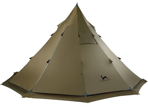 TOMOUNT Hot Tent, Tipi Tipi Zelt mit Herdwagenheber, 70D Ripstop-Nylon, PU3000 mm, wasserdicht, leicht, für 2-4 Personen, 4 Jahreszeiten, Rucksackreisen, Jagd, Wandern