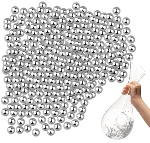 BigKego Lot de 1000 perles de nettoyage en acier inoxydable de 3 mm - Pour bouteilles, décanteurs, vases, carafes, carafes à vin, bouteilles en verre