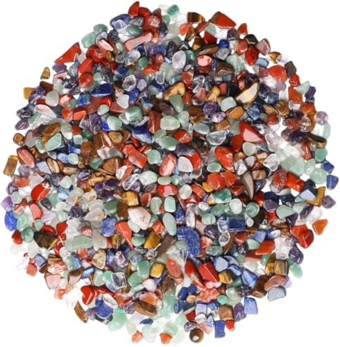 Small Gemstones, 3-5mm Sea Glass Stones Colourful Frosted Glass Pebbles Gemstones Mixed Bulk Nuggets for Aquarium Rocks, Fish Tank Gravel, Vase Fillers, Home Decor(200g, Approx 1400pcs)