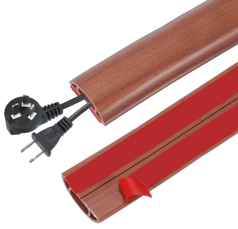 PATIKIL Canaletas para Cables Adhesiva, 3cm x 1 Metros PVC Pasacables Protector de Suelo Cable Cubierta Flexible Ocultador para Hogar Escritorio Oficina Almacenes, Madera Nogal
