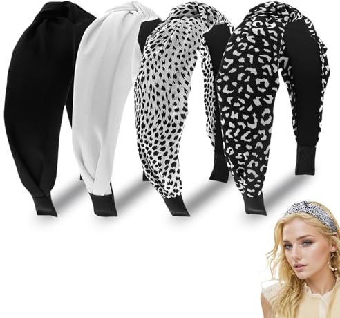 4 Stück Leopardenmuster Haarreifen Damen Breit, Rutschschutz Haarreif Damens Mode Haarreifen Damen Elegant,Vintage Haarbänder Frauen Geeignet Für Geburtstag Valentinstag Muttertag