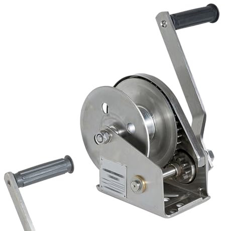 HPMCVE Cabrestante Manual de Acero Inoxidable, Dispositivo de elevación de Carga con función de autobloqueo bidireccional, cabrestante portátil de manivela para Barcos, Capacidad de 547 kg