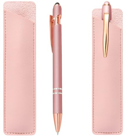 Horktrust Kugelschreiber roségold personalisiert mit Lederetui Set – 2-in-1 Touch-Funktion – Geschenkidee für Firma, Business, Hochzeit – Schwarze Tinte – Elegant